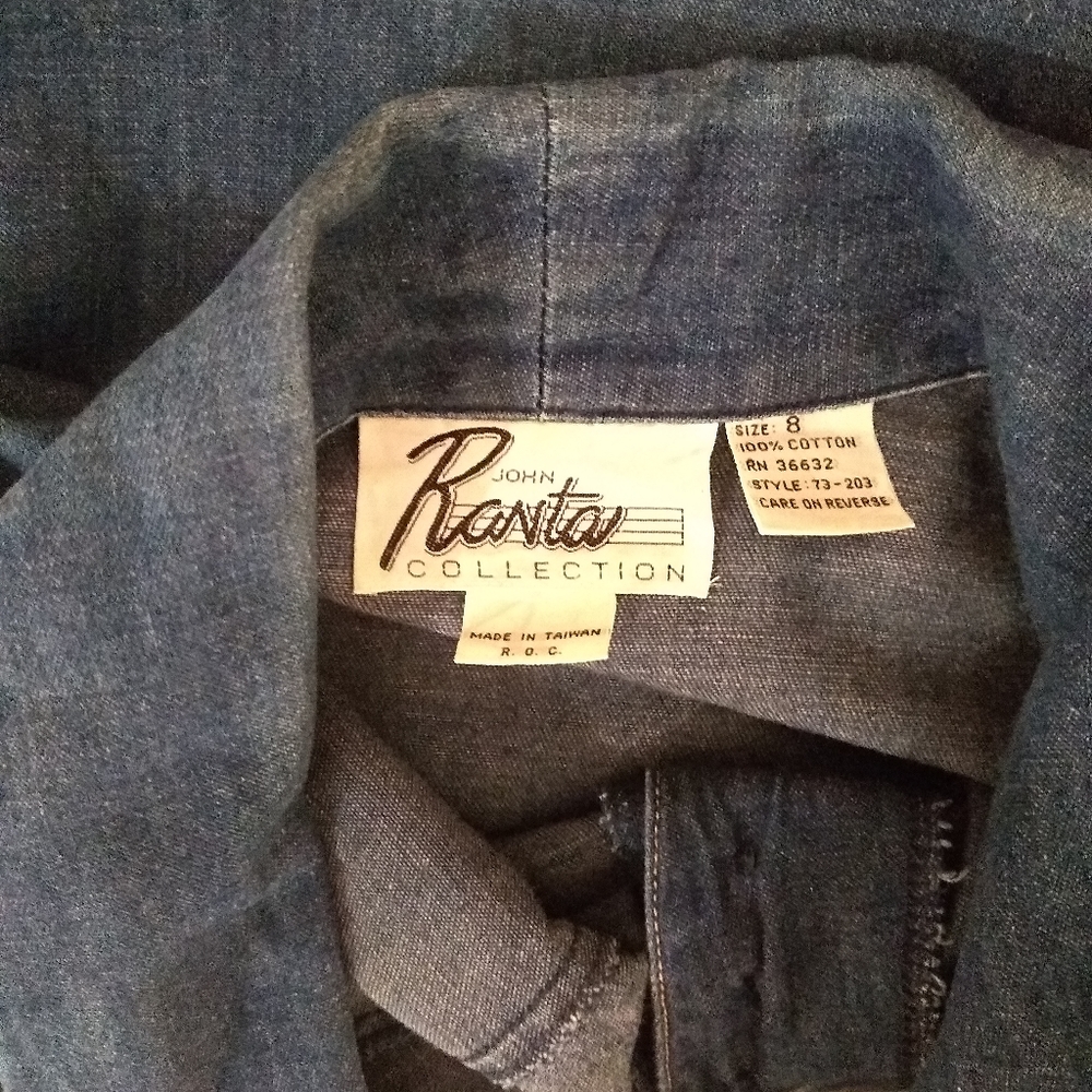 Vintage 80's denim dress, pockets long sleeve - Picture 3 of 4